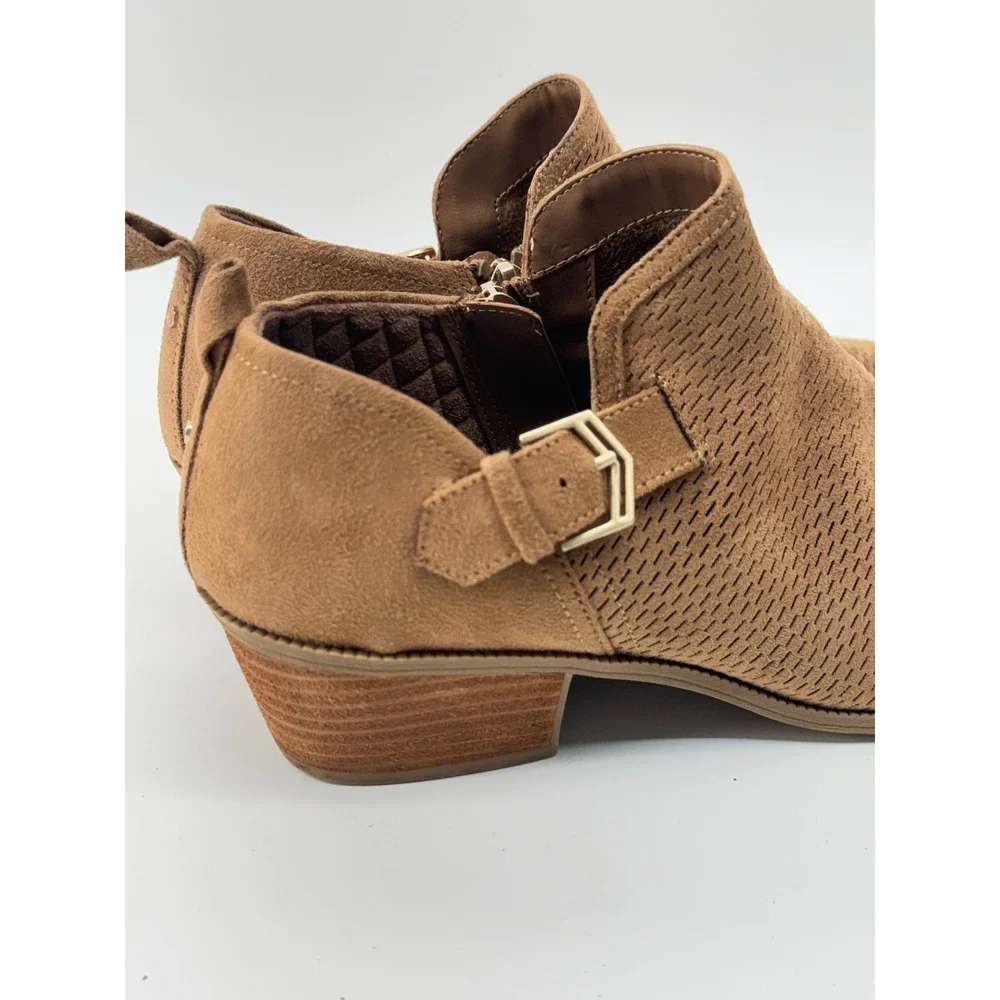 Dr Scholls Ankle Boots Womens 8.5 Brown Perforated Cutout Comfort Booties